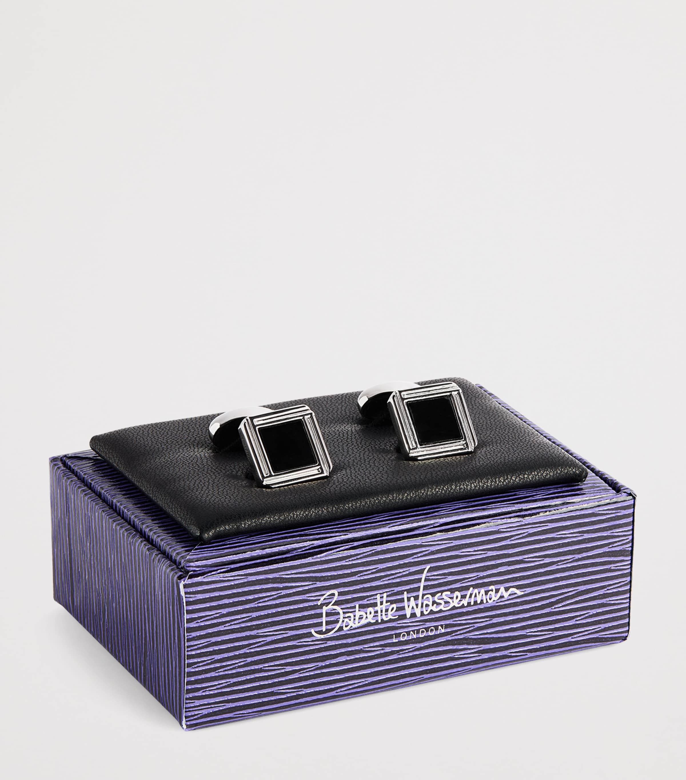 Rhodium-Plated Celtic Onyx Cufflinks ONYX Image 3