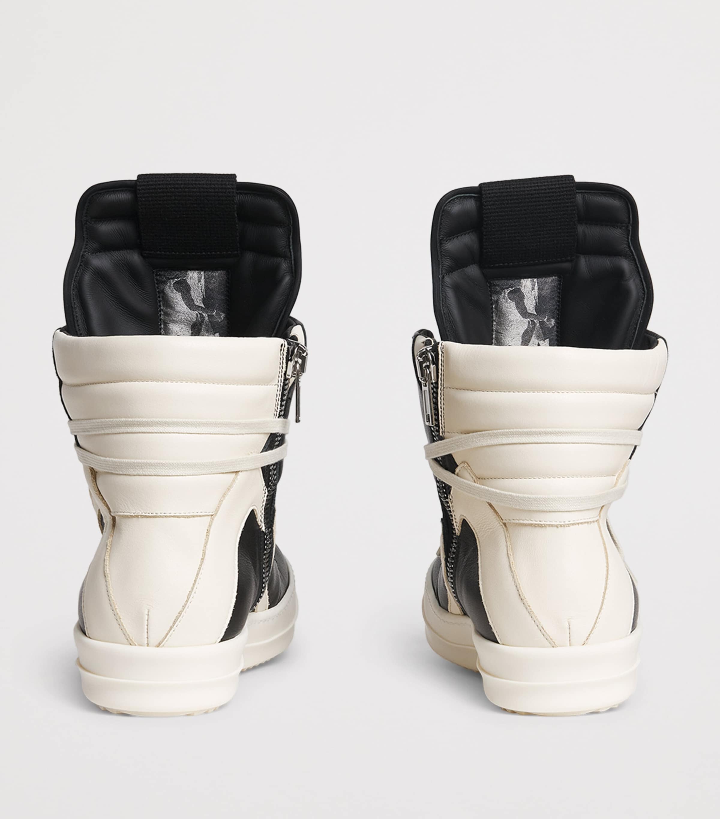 Rick Owens Leather Geobasket High-Top Sneakers Black/milk Image 3