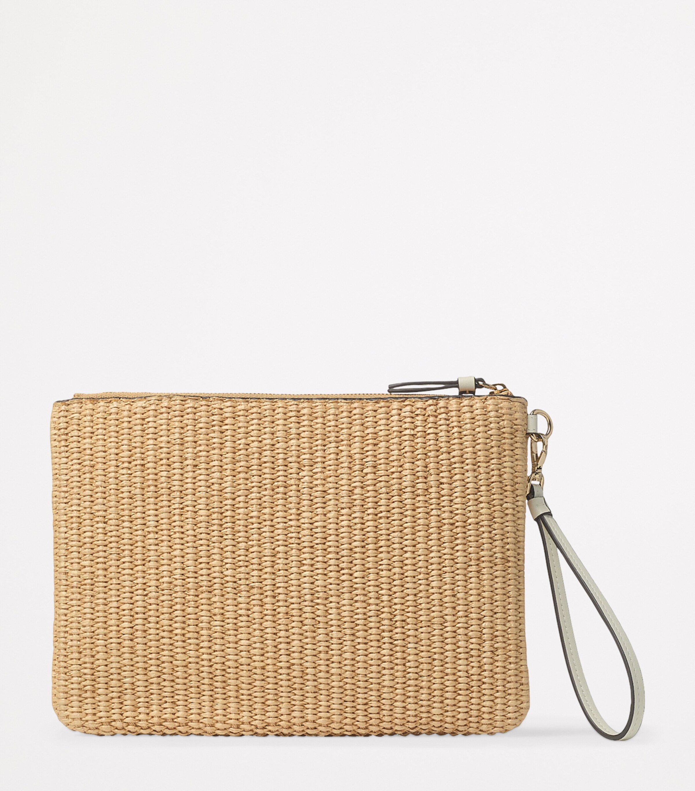 Raffia Zip-Up Pouch NATURAL/LATTE Image 4