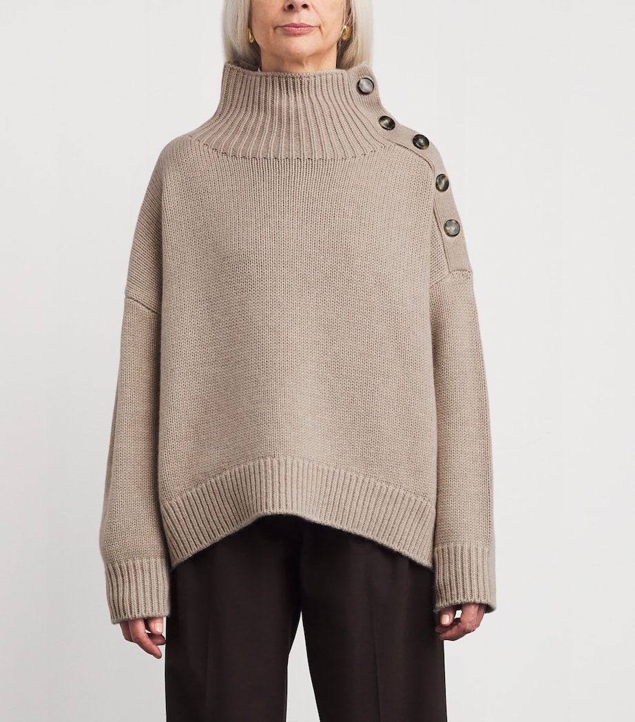 Wool-Cashmere Buttoned Sweater A2238 Image 3