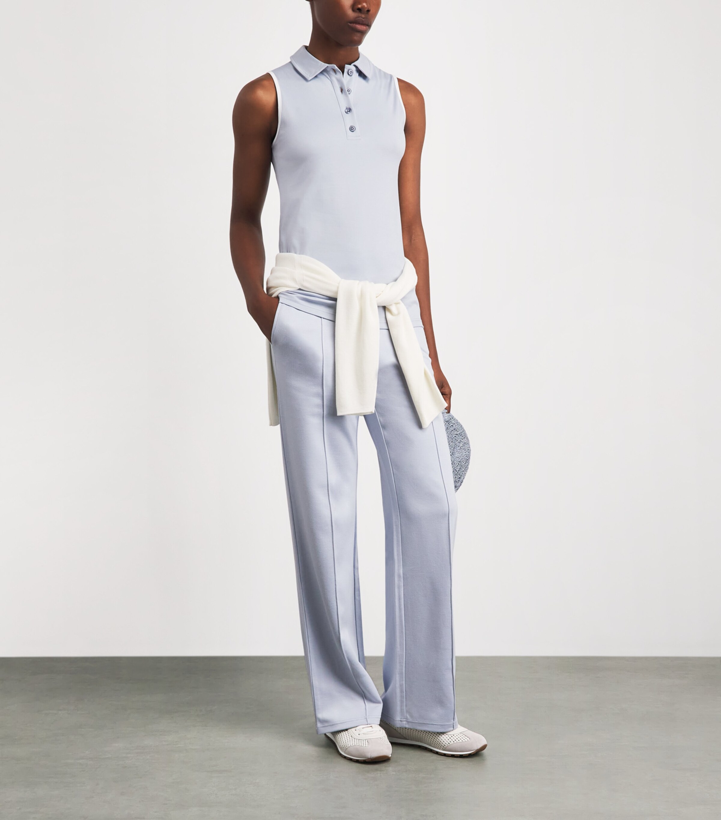 Eleventy Womens Cotton Sleeveless Polo Shirt Nuvola, Bianco Image 2