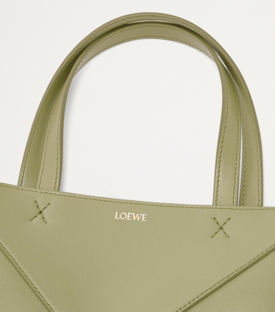 Mini Leather Puzzle Fold Tote Bag EUCALYPTUS GREEN Image 9