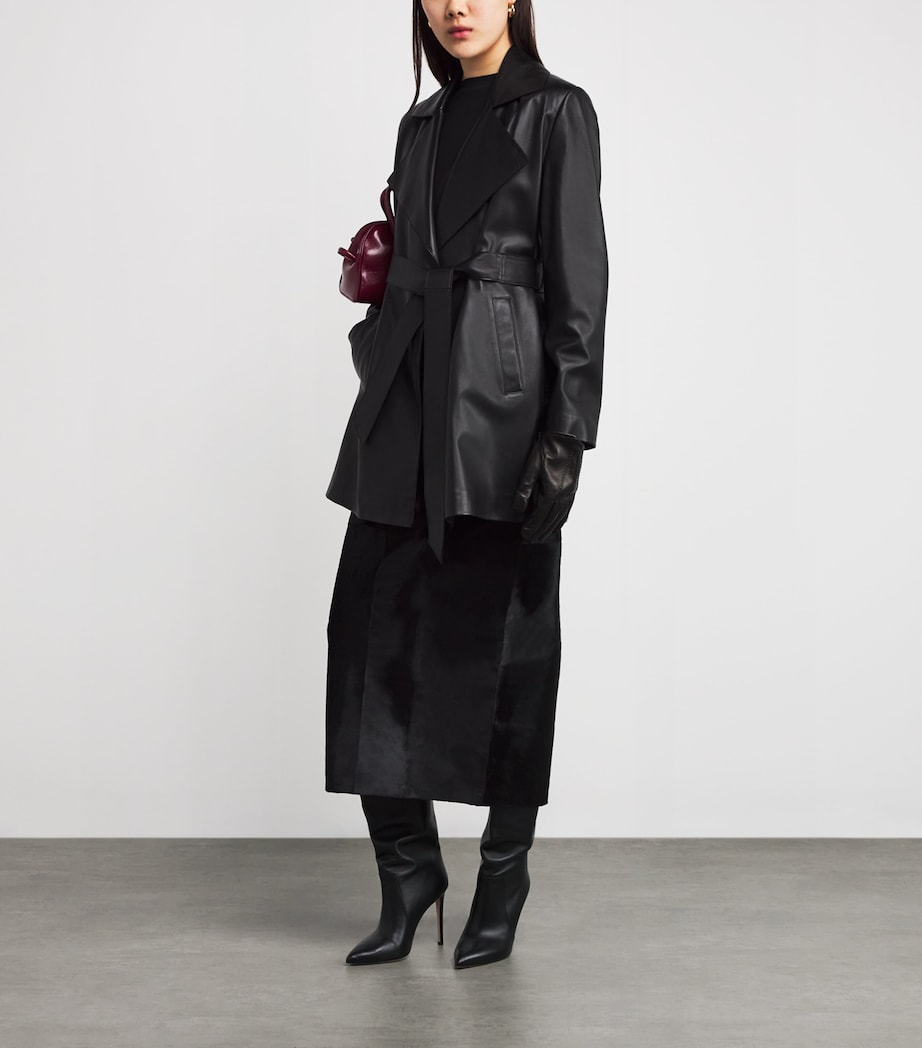 NOUR HAMMOUR Womens Belted Kerri Leather Jacket Black Image 2
