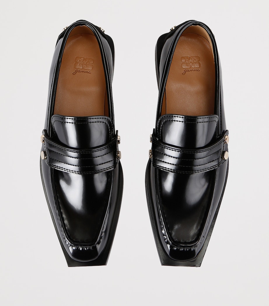 Studded Square-Toe Loafers BLACK Image 4