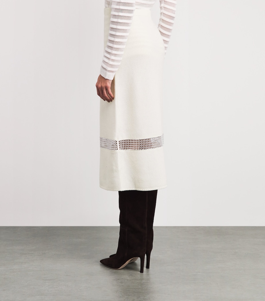 Fabiana Filippi Womens Wool-Silk-Cashmere Midi Skirt Rafia Image 5