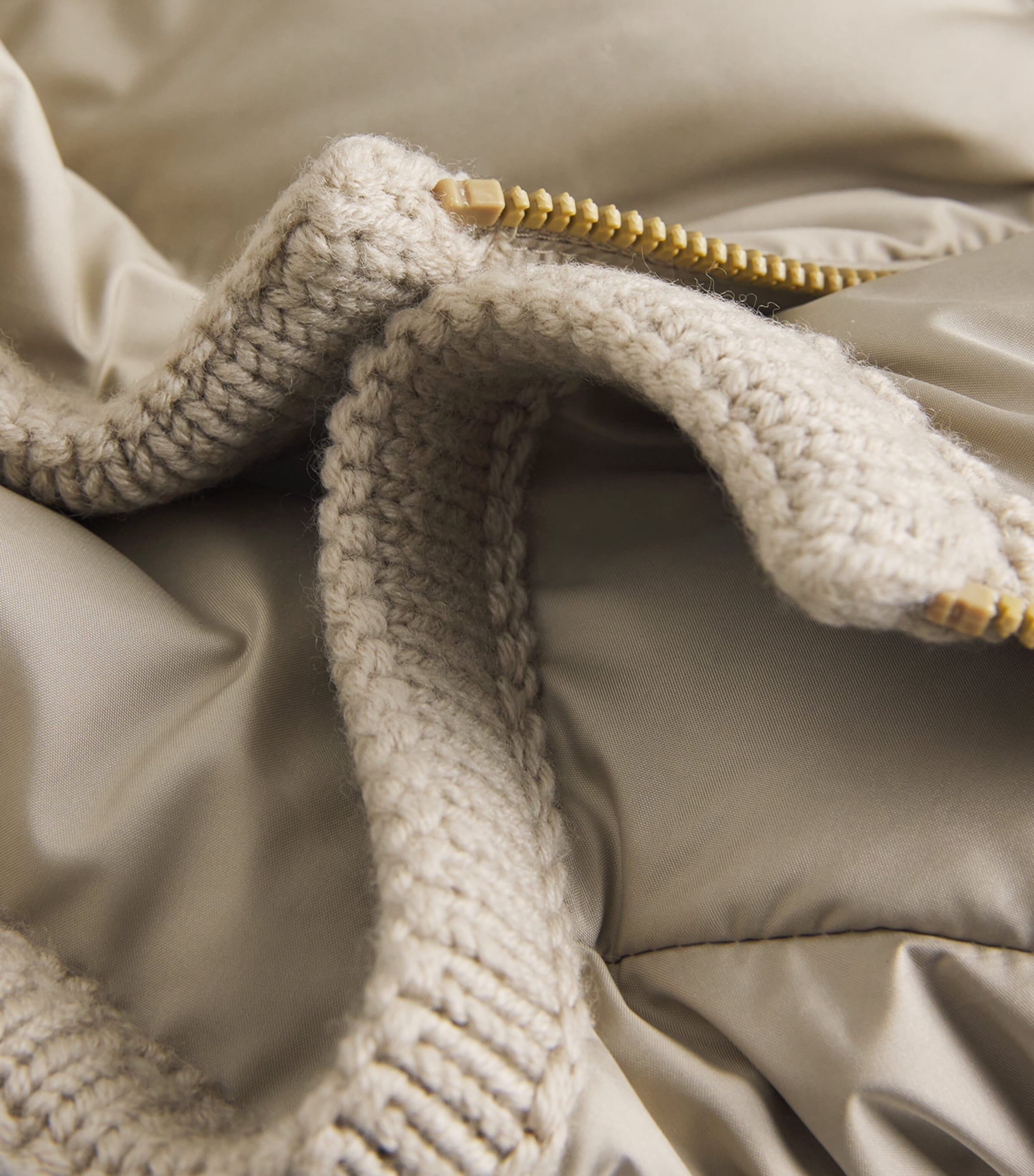 Moncler Beige Wool-Trim Mauvezin Puffer Jacket | Harrods UK