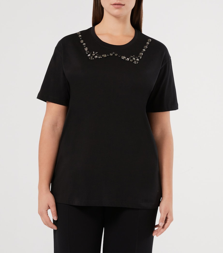 Cotton Jewel-Embellished Reed T-Shirt BLACK Image 2