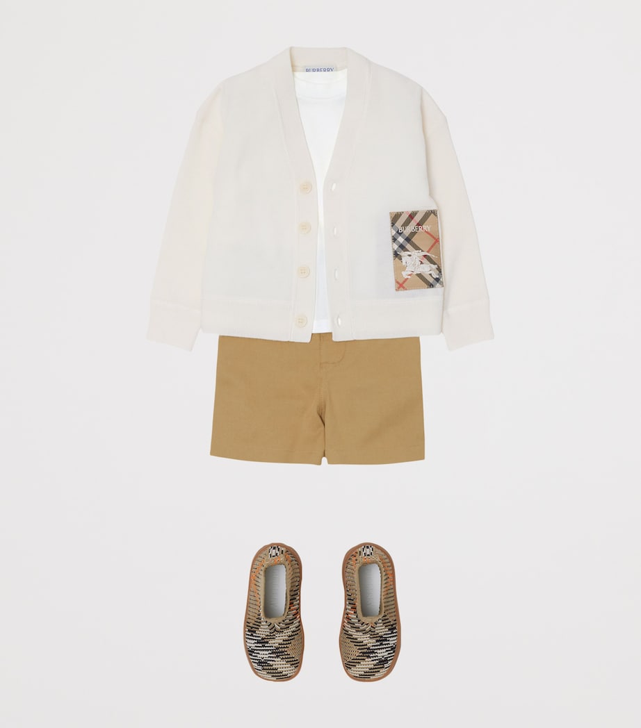 Wool Check-Patch Cardigan (6-24 Months) IVORY Image 4