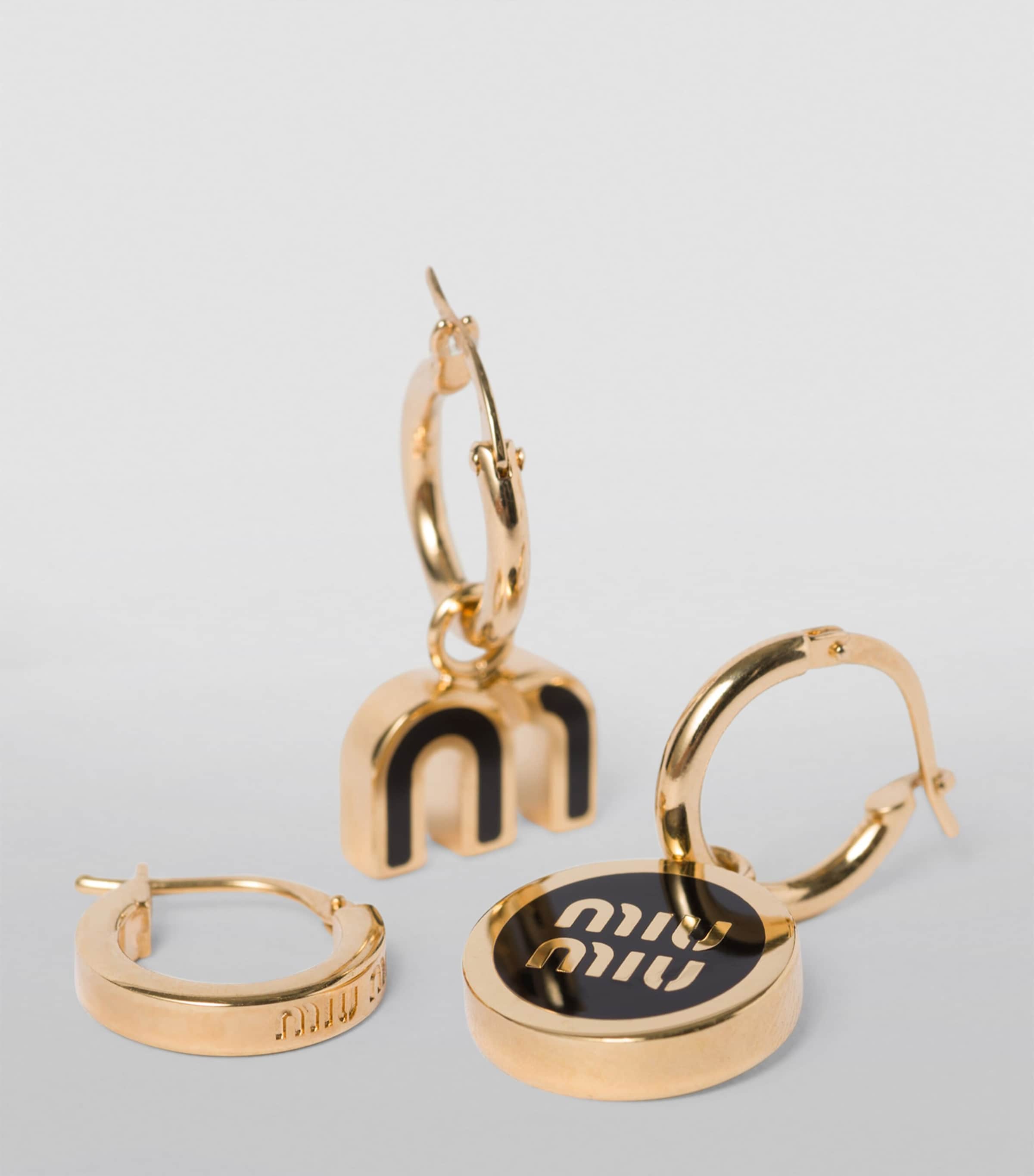 Miu Miu Enamelled Logo Hoop Earrings | Harrods UK