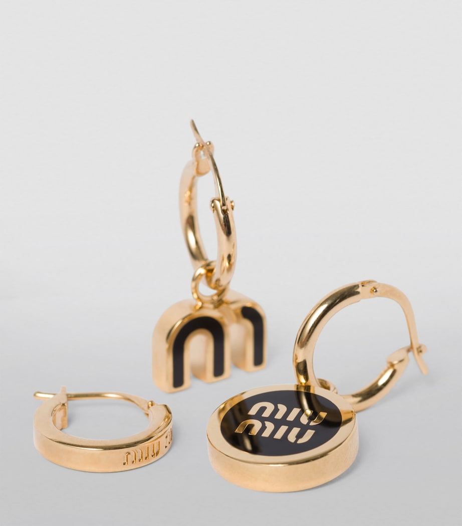 Enamelled Logo Hoop Earrings F0002 Image 3