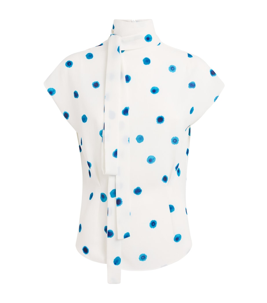 Organic Cotton-Blend Ribbon Neck Blouse DOL Image 1