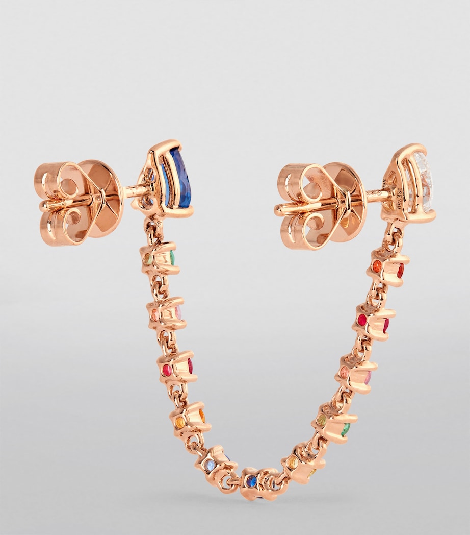 Rose Gold, Diamond and Sapphire Double-Pierced Loop Single Earring ROSE GOLD Image 3