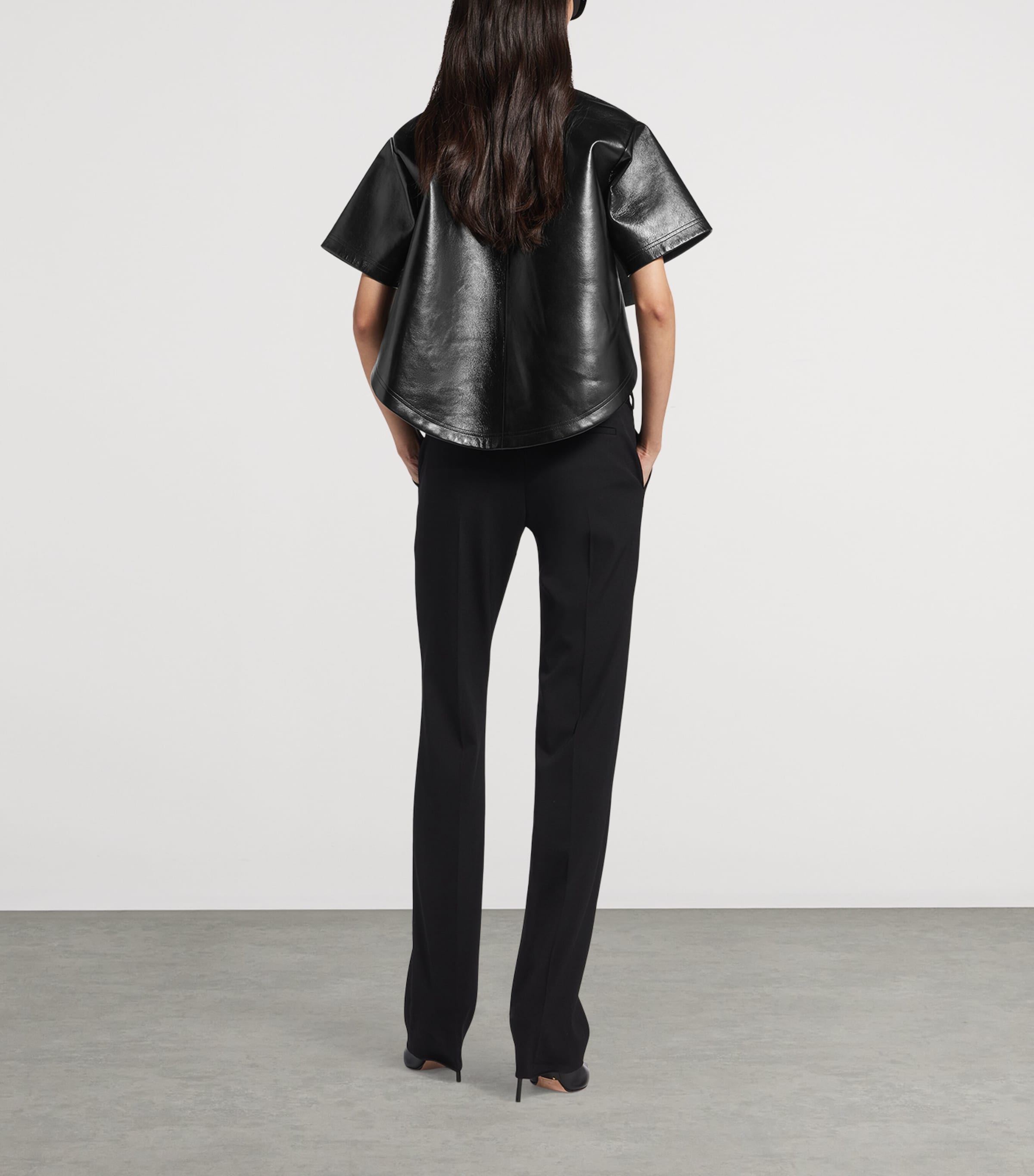 Balenciaga Womens Stretch-Wool Slim Trousers Image 3