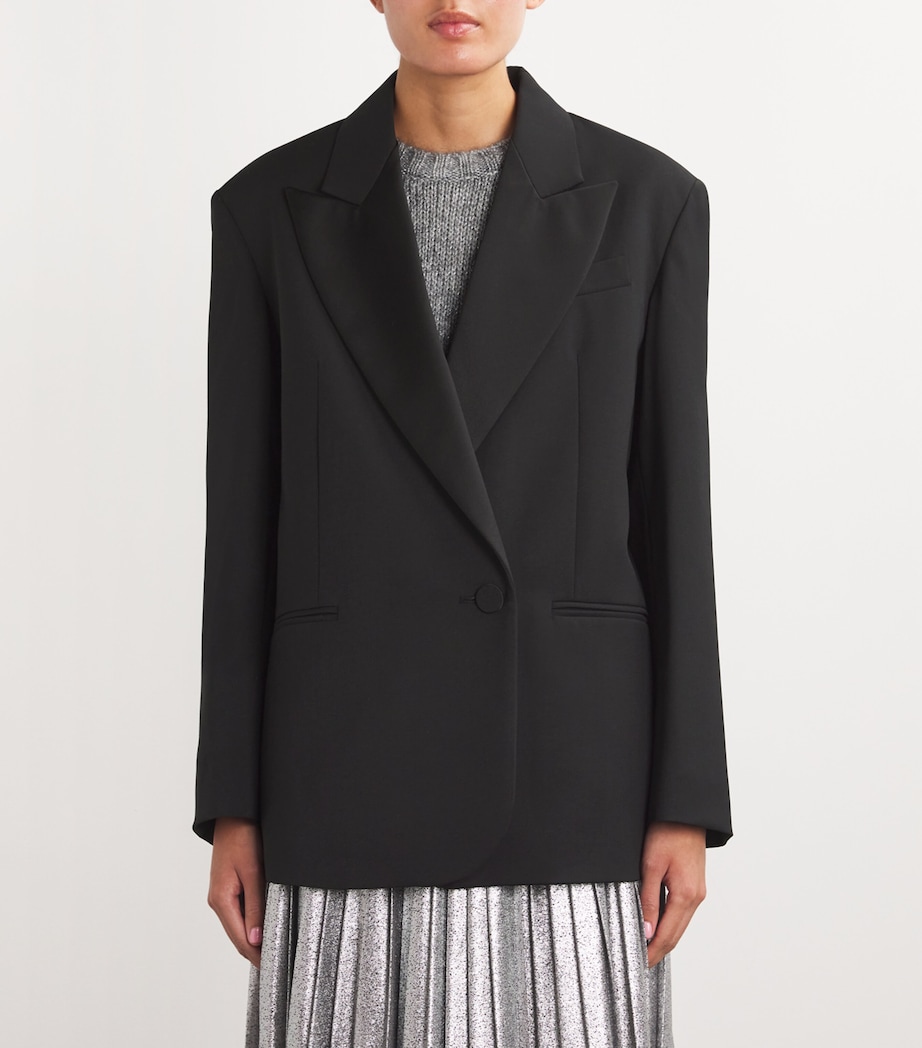 Satin-Lapel Blazer BLACK Image 3