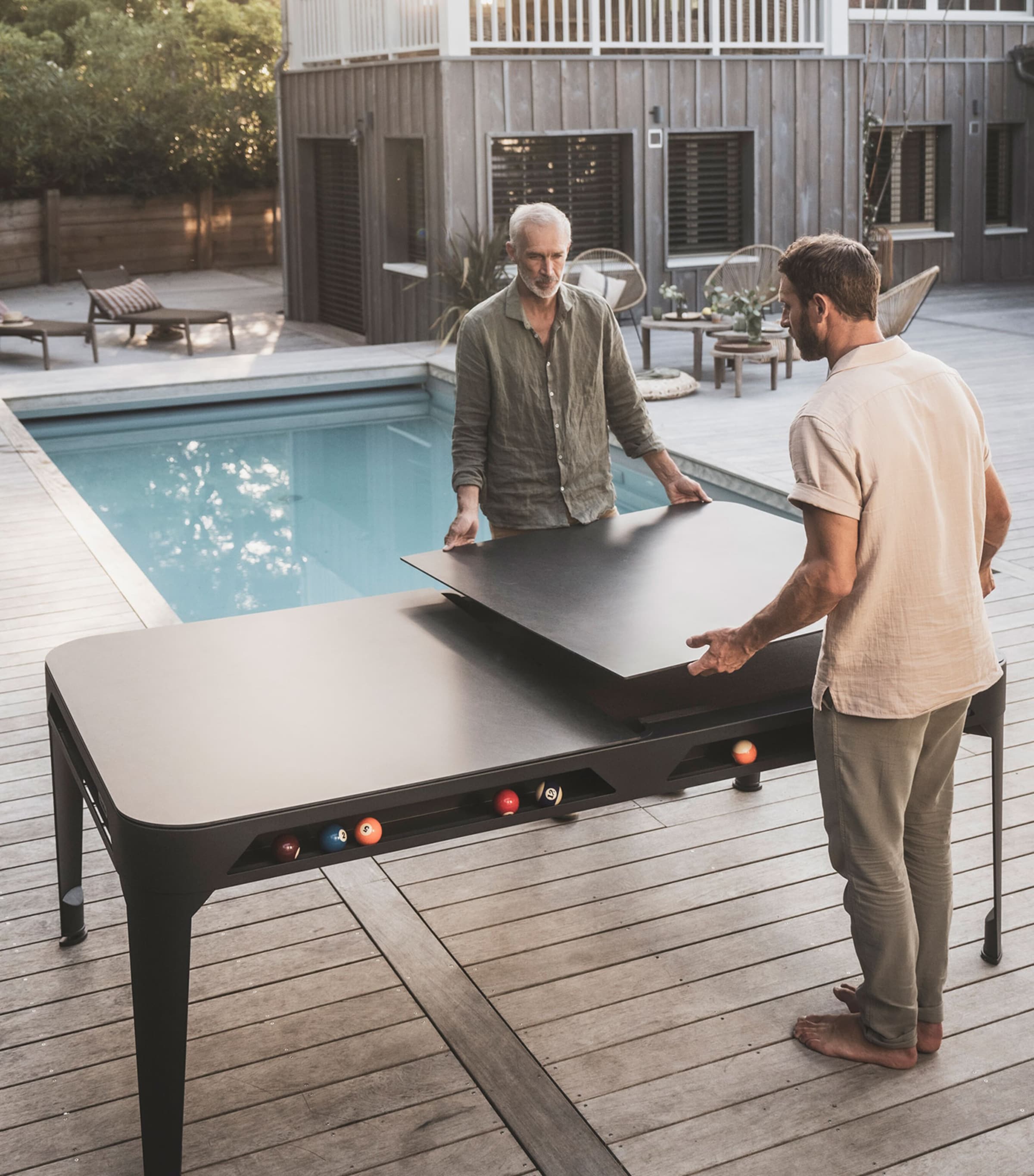 Cornilleau Hyphen Outdoor Pool Table Blk Gry Mot Lght Gry Image 5