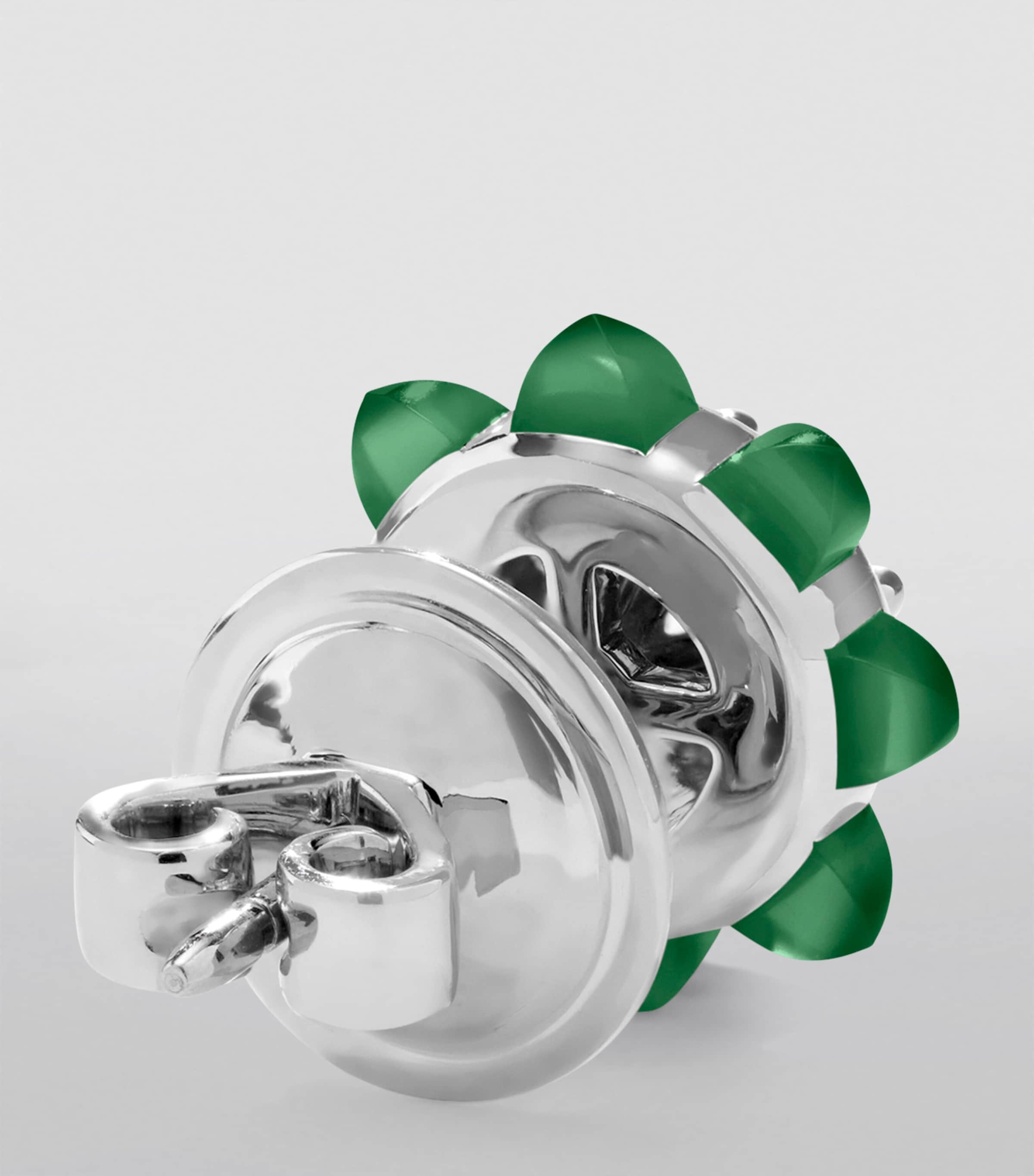 White Gold, Diamond and Green Agate Tip-Top Earrings WHITE GOLD Image 3