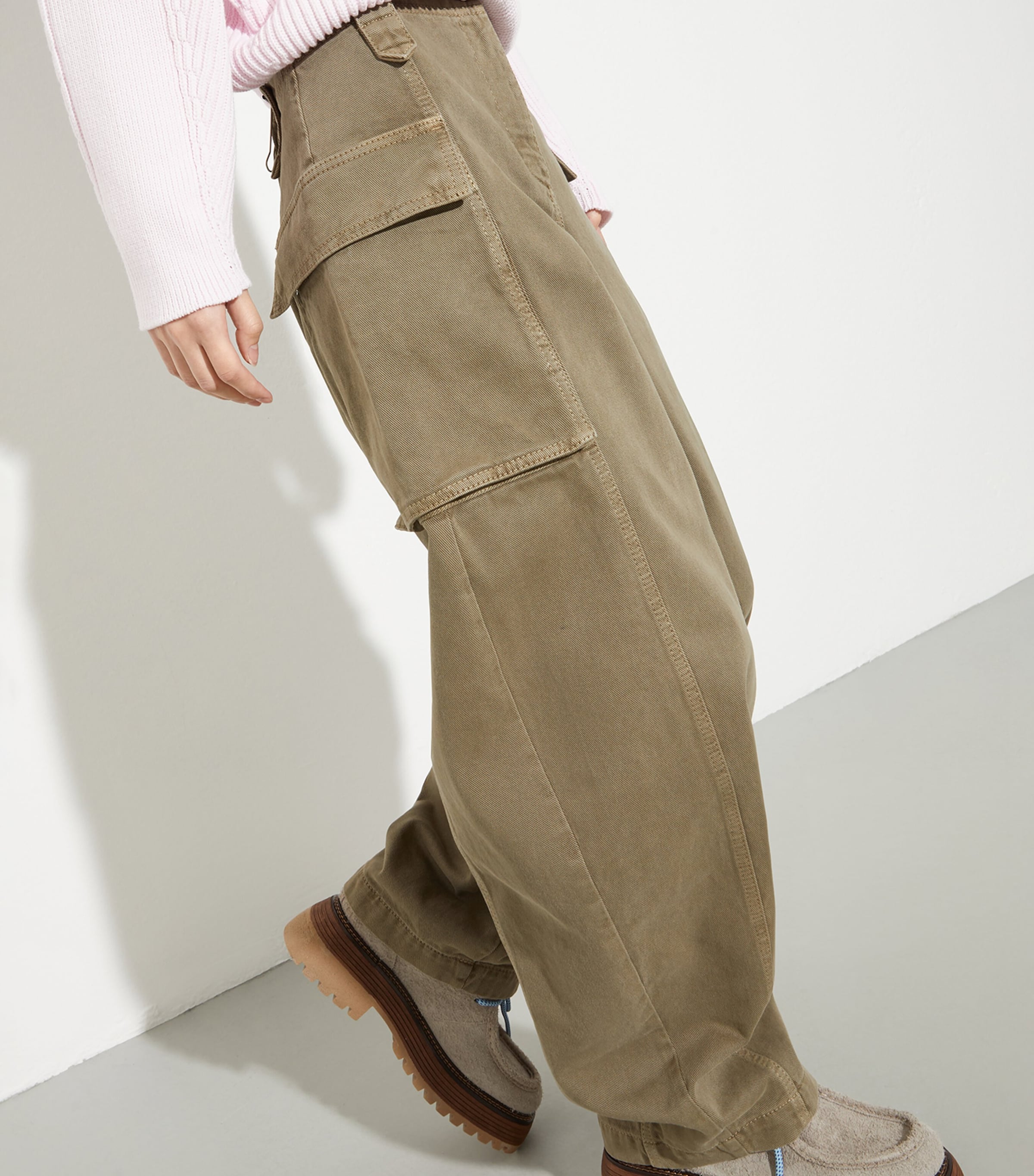 Cotton Drill Cargo Trousers KAKI Image 5