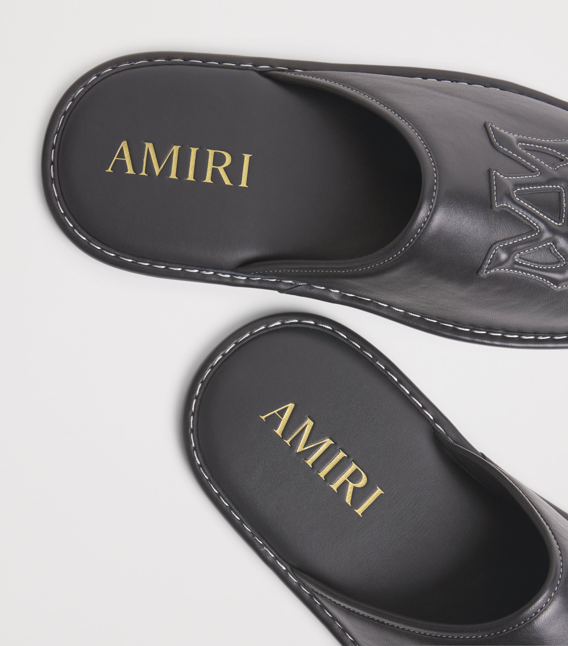 Leather MA Logo Slippers BLACK Image 7