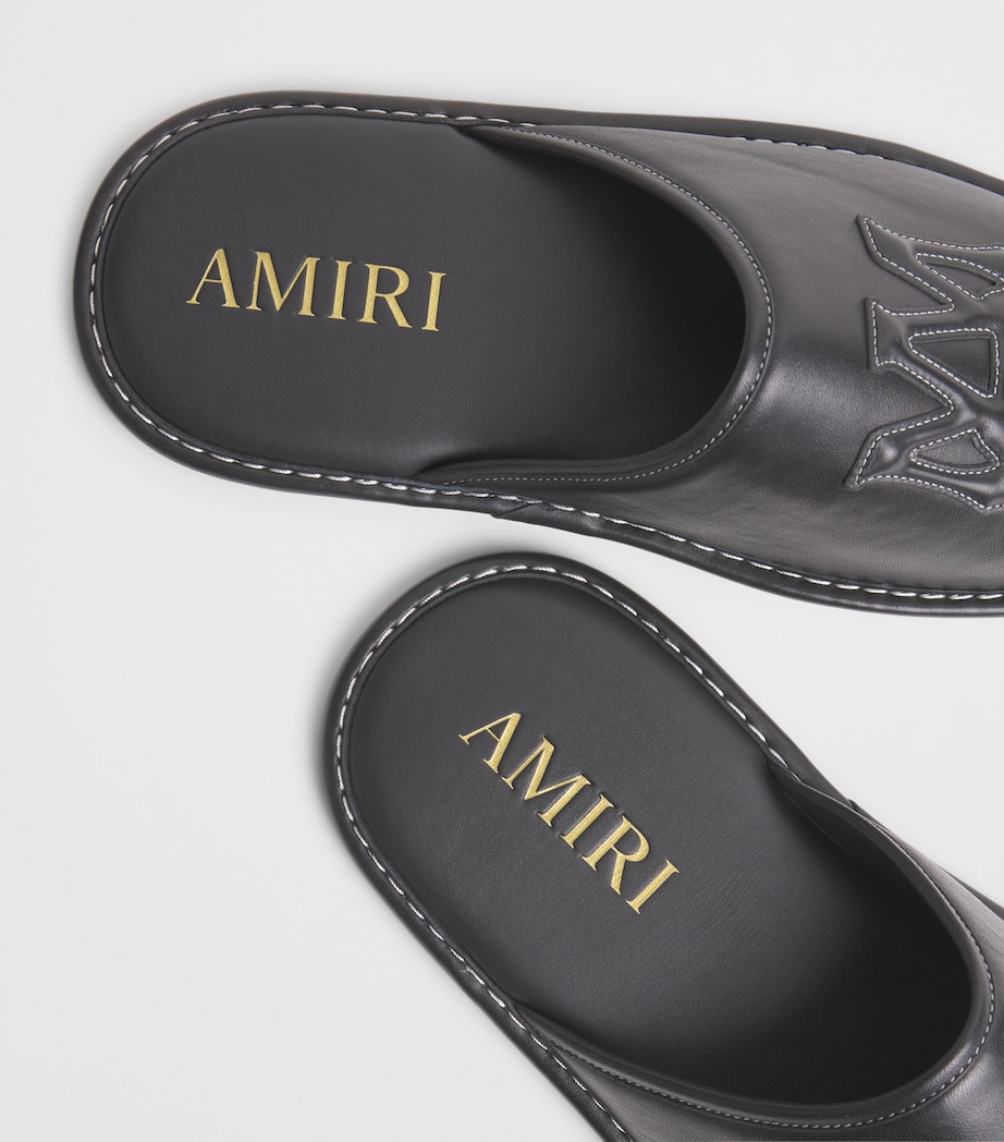 Leather MA Logo Slippers BLACK Image 7