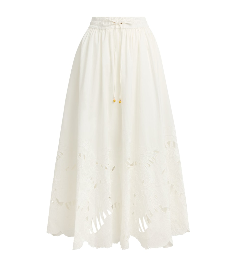 Zimmermann Womens Cotton Mahon Midi Skirt Ivo Ivory Image 1