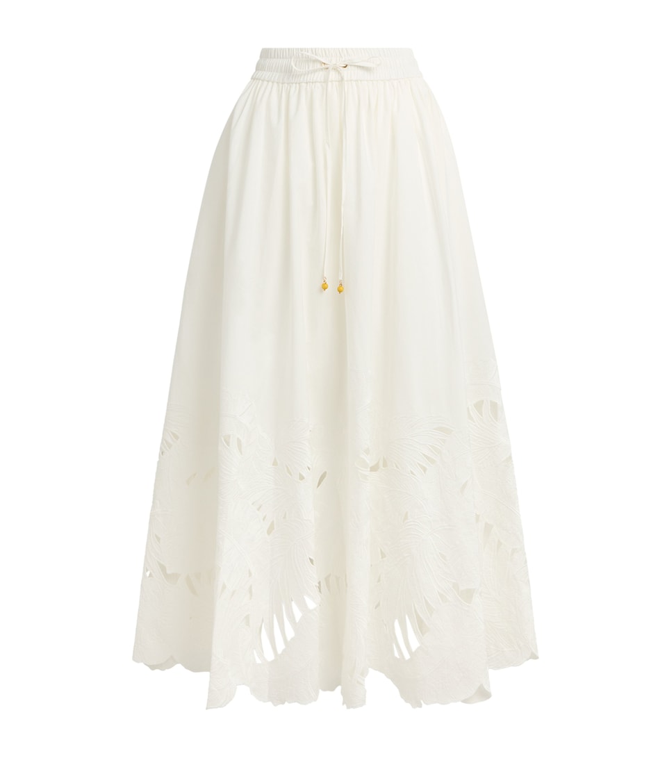 Zimmermann Cotton Mahon Midi Skirt Ivo Ivory
