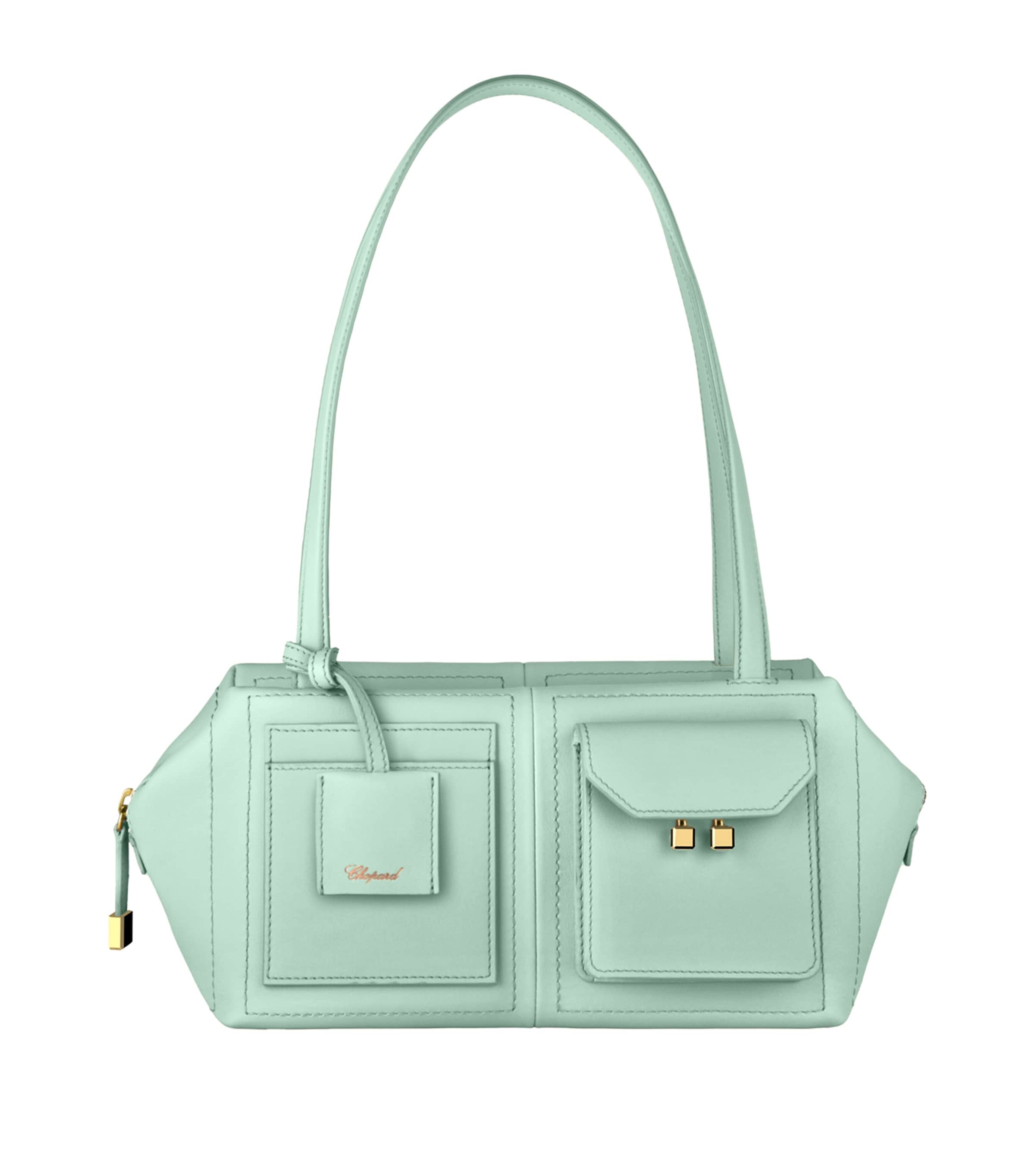 Leather Ice Cube Shoulder Bag GREEN Image 1