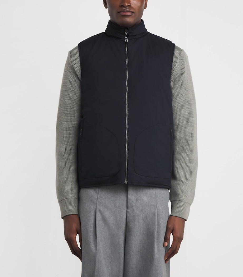 Virgin Wool Reversible Down Gilet 001/16 NAVY Image 6