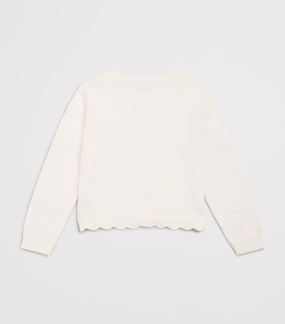 Monnalisa Cotton-Wool Bow Cardigan (6 Months-6 Years) Panna Image 2