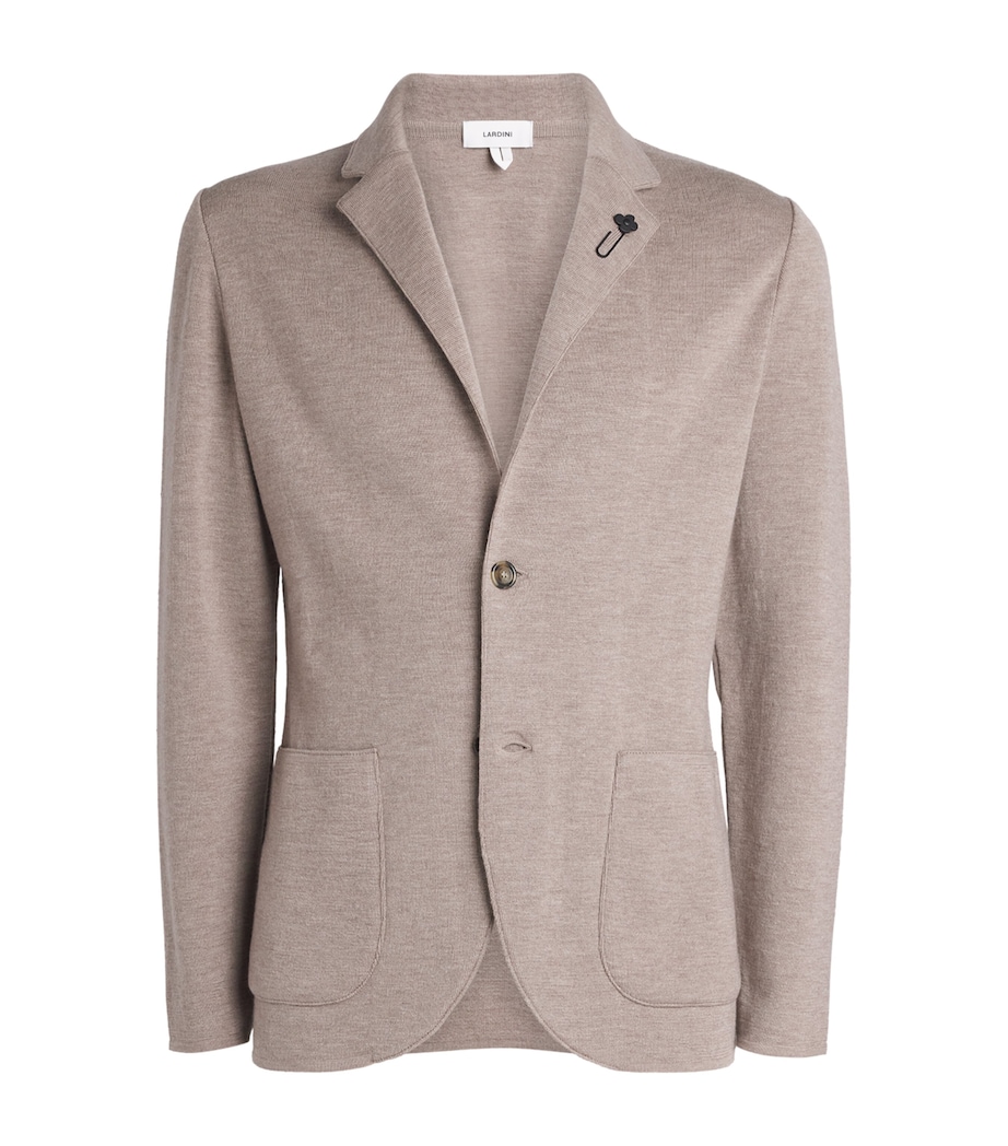 Virgin Wool Knitted Blazer 210-BEIGE Image 1