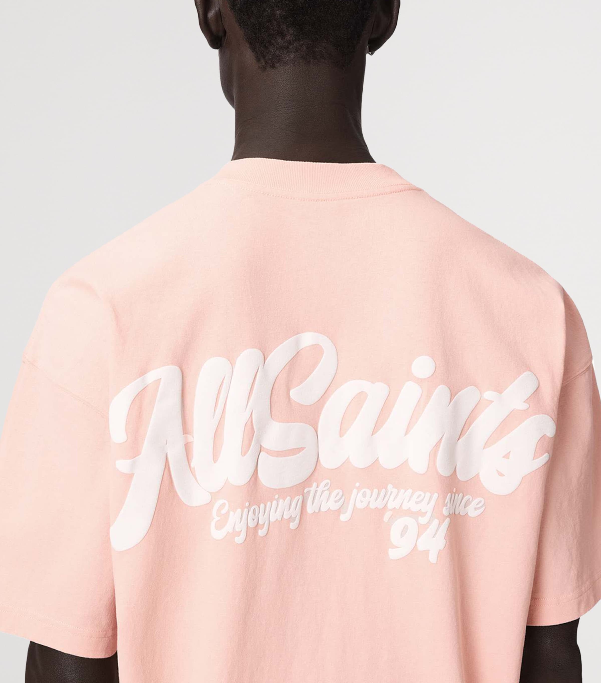 AllSaints Mens Organic Cotton Oversized Odyssey T-Shirt Blushed Pink Image 6