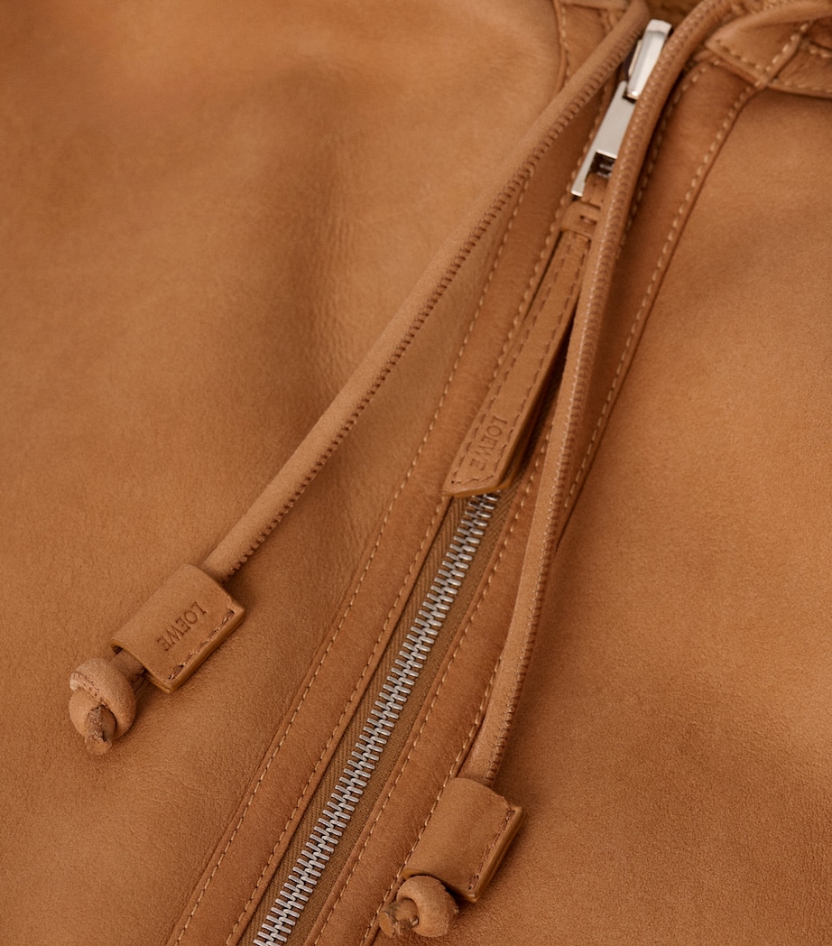 Shearling Reversible Hooded Jacket TAN Image 8