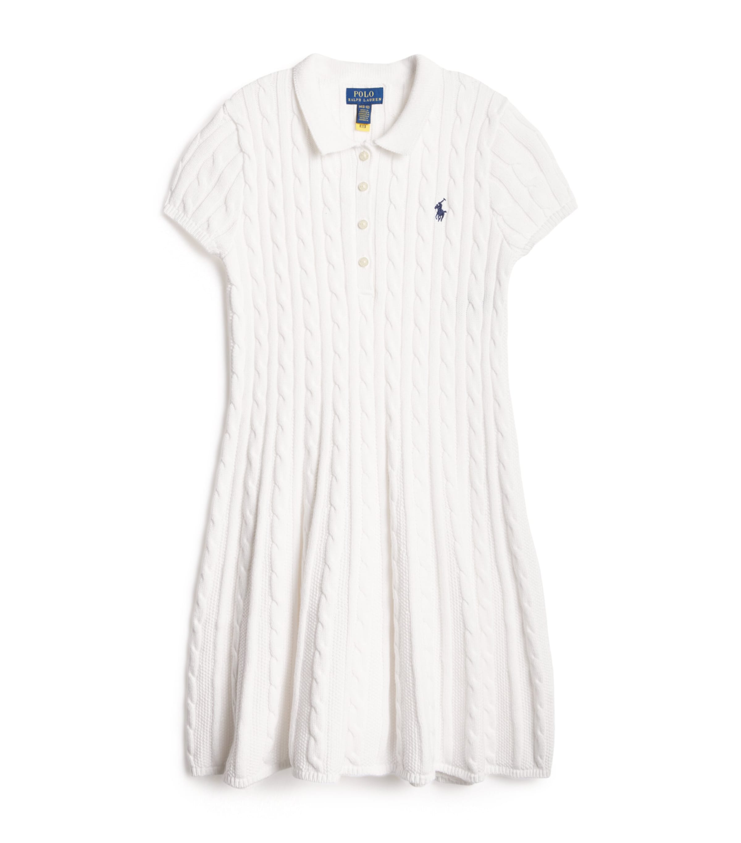 Cotton Cable-Knit Dress (7-14 Years) WHITE Image 1
