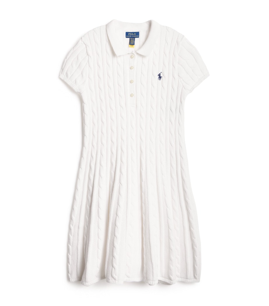 Cotton Cable-Knit Dress (7-14 Years) WHITE Image 1