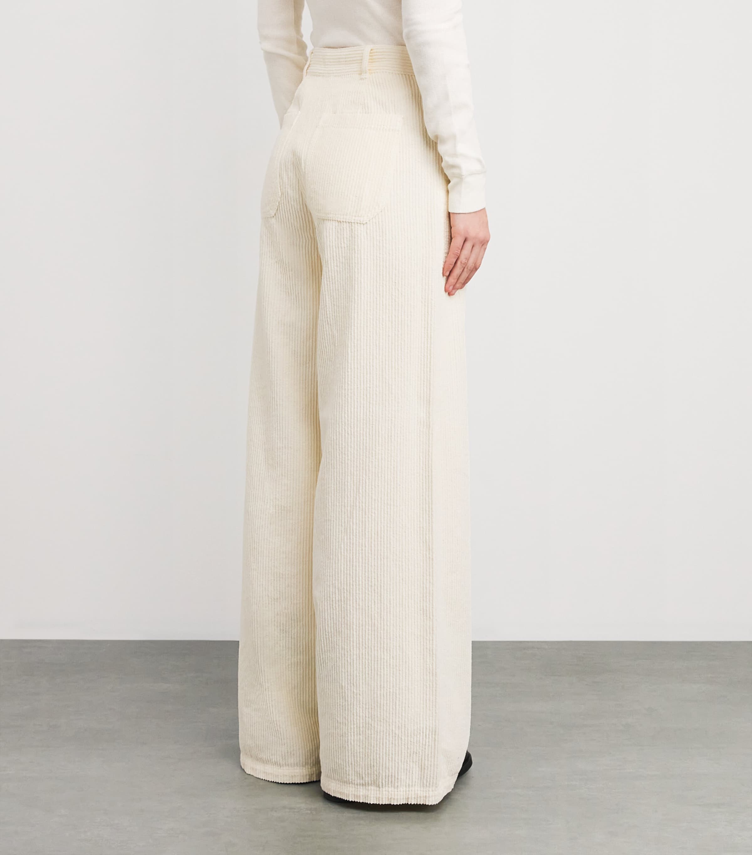 Corduroy Wide-Leg Trousers CREAM Image 4