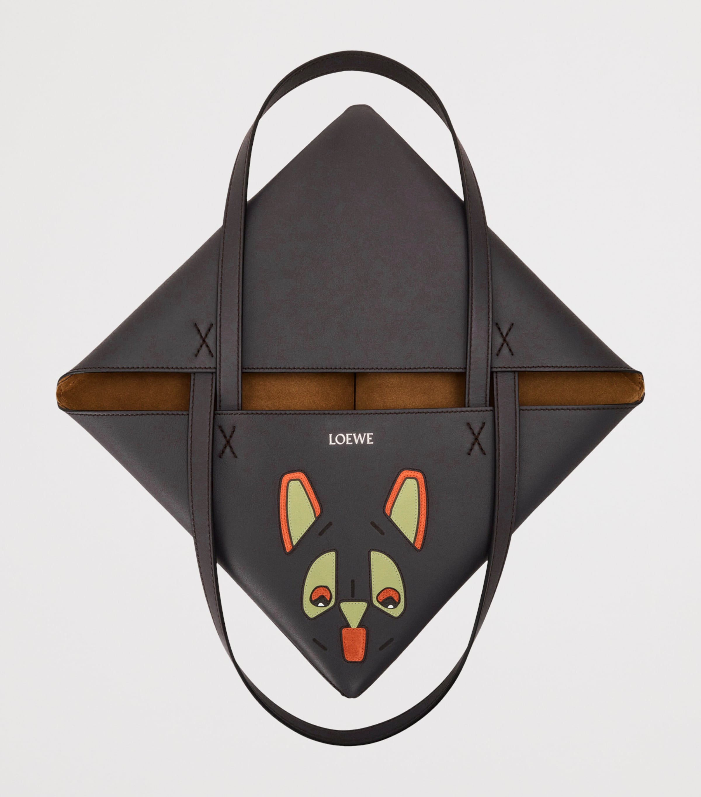 x Louis Wain Leather Puzzle Fold Tote Bag DARK TAUPE Image 4