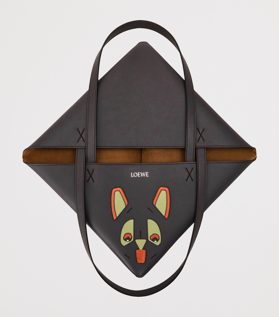 x Louis Wain Leather Puzzle Fold Tote Bag DARK TAUPE Image 4