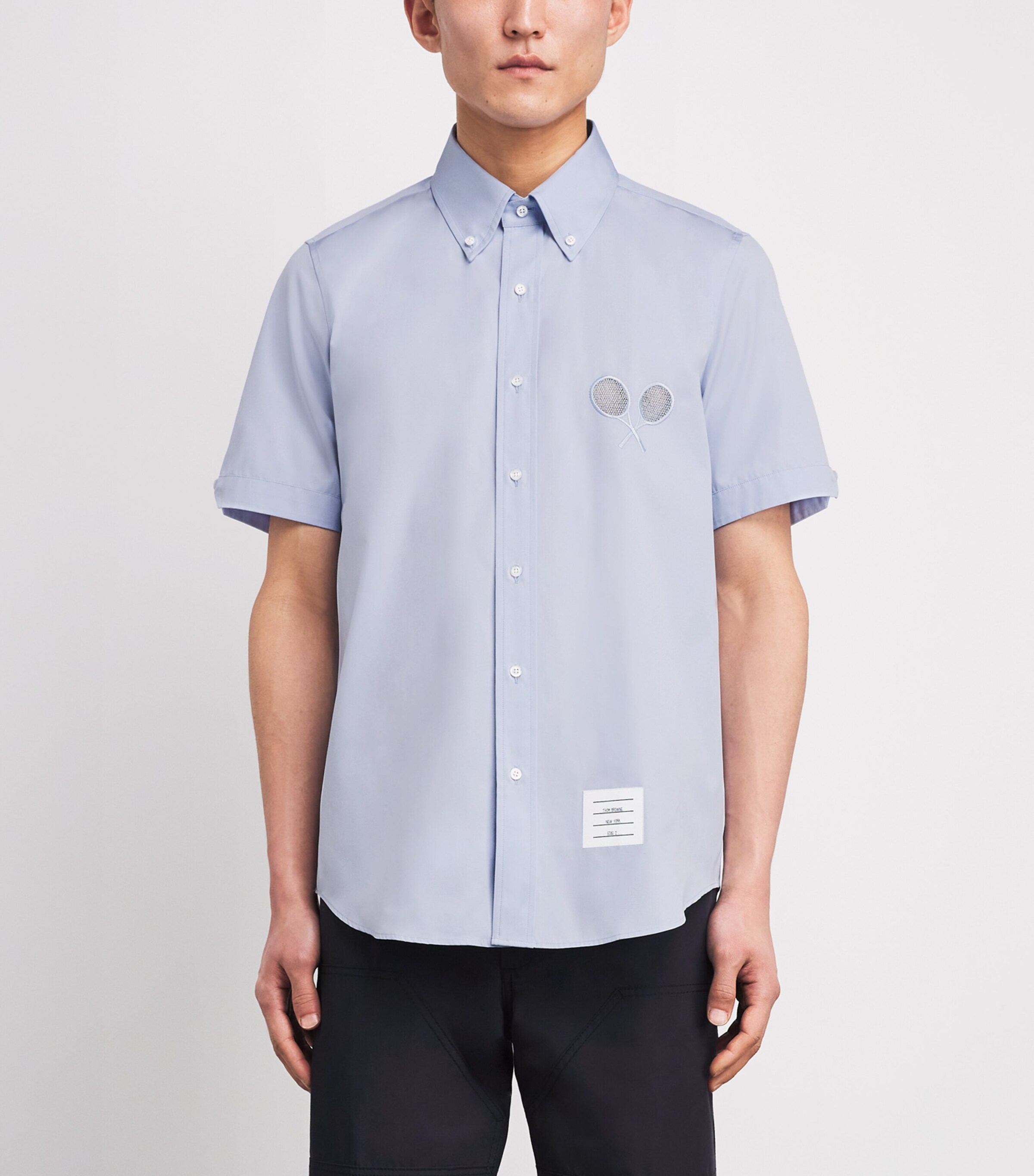 Thom Browne Blue Cotton Poplin Tennis Shirt | Harrods US