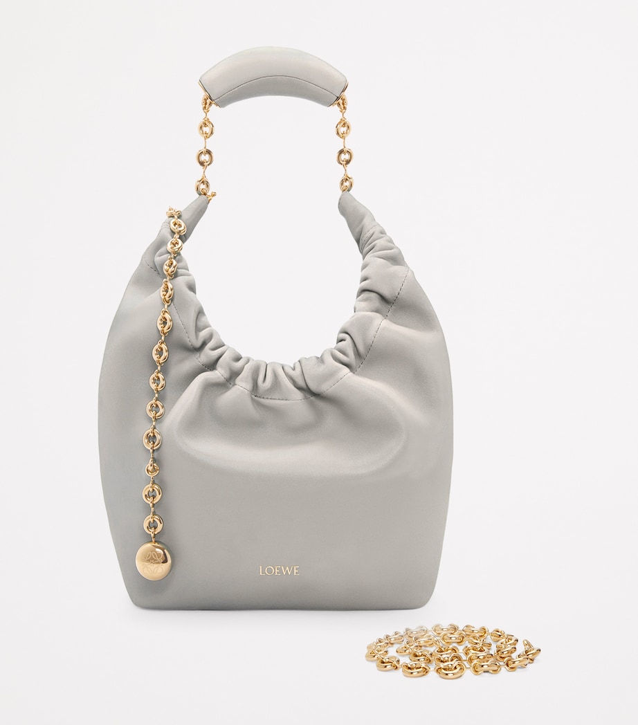 Small Leather Squeeze Top-Handle Bag GREY Image 5