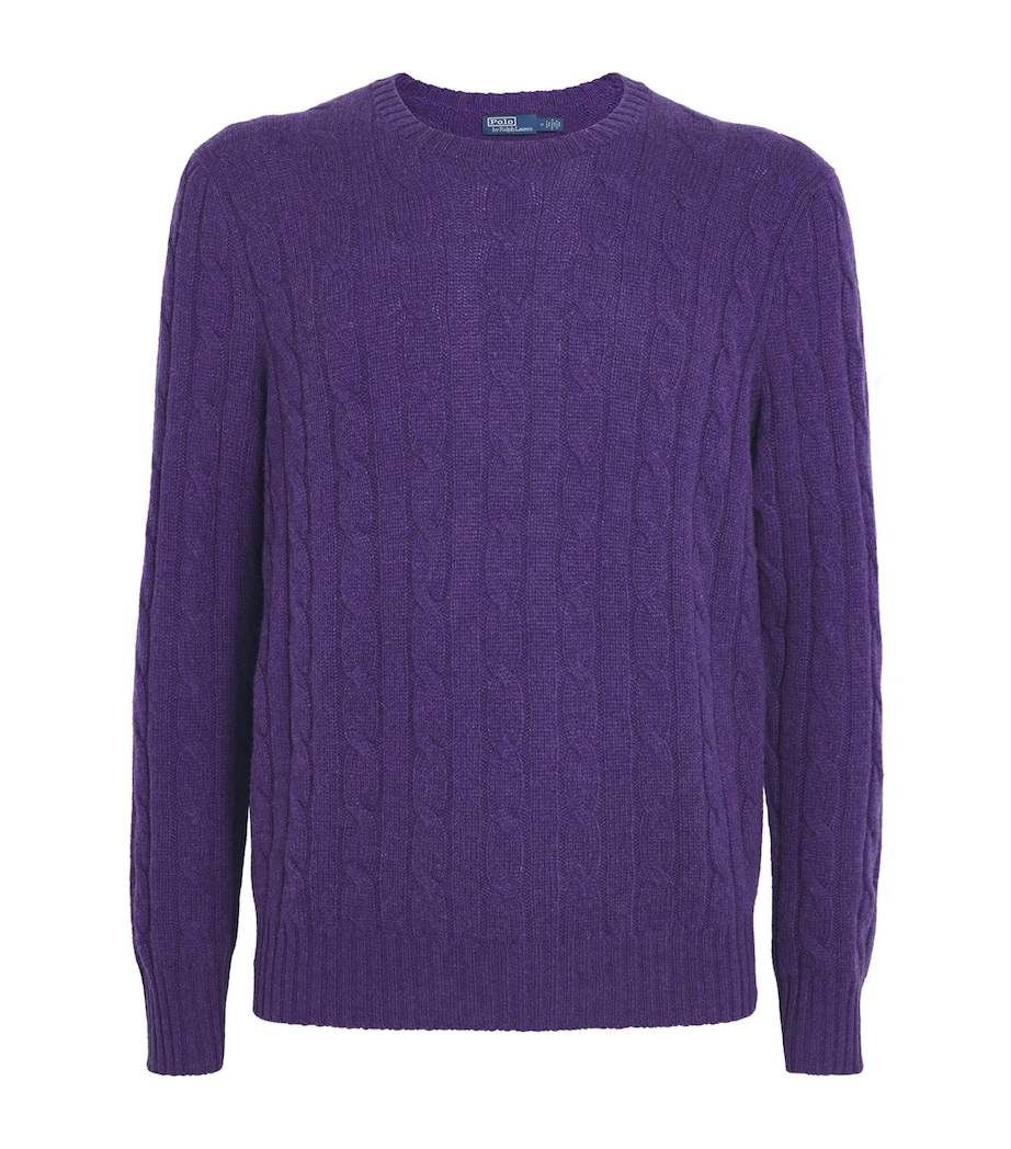 Polo Ralph Lauren Mens Cashmere Cable-Knit Sweater Purple Image 1