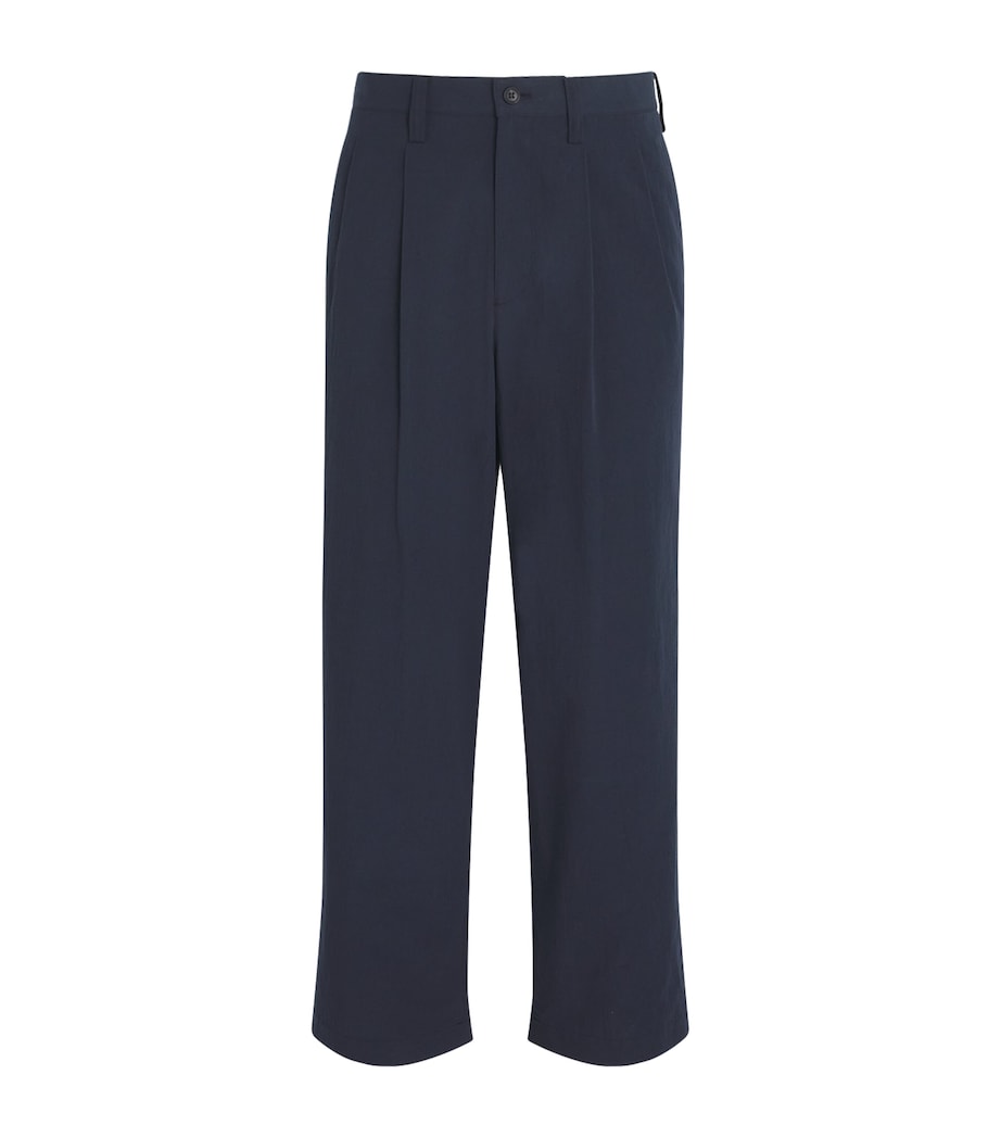 Organic Cotton Pleated Trousers 75-NAVY Image 1