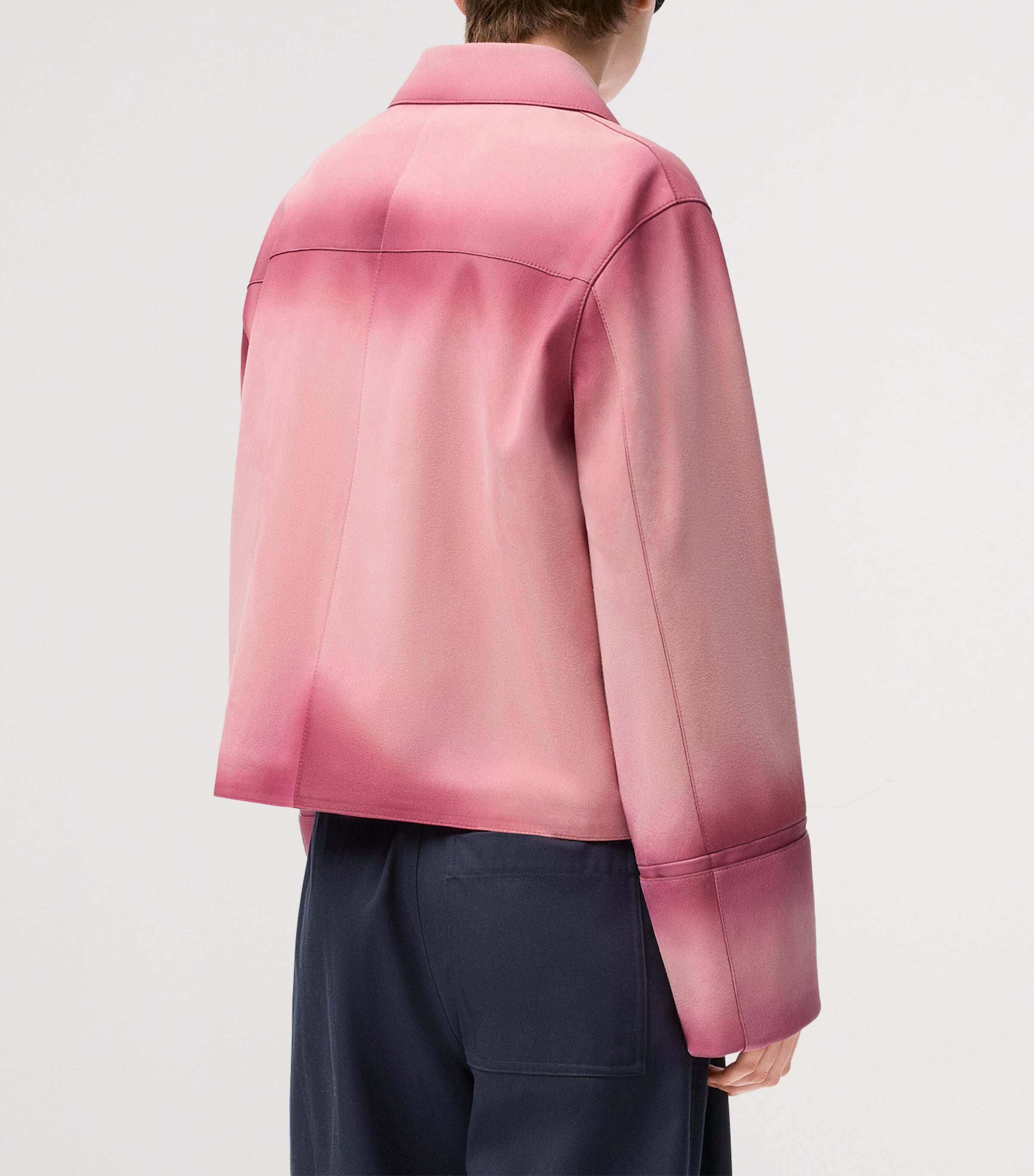 LOEWE Womens Lambskin Turn-Up Jacket Pink Image 4