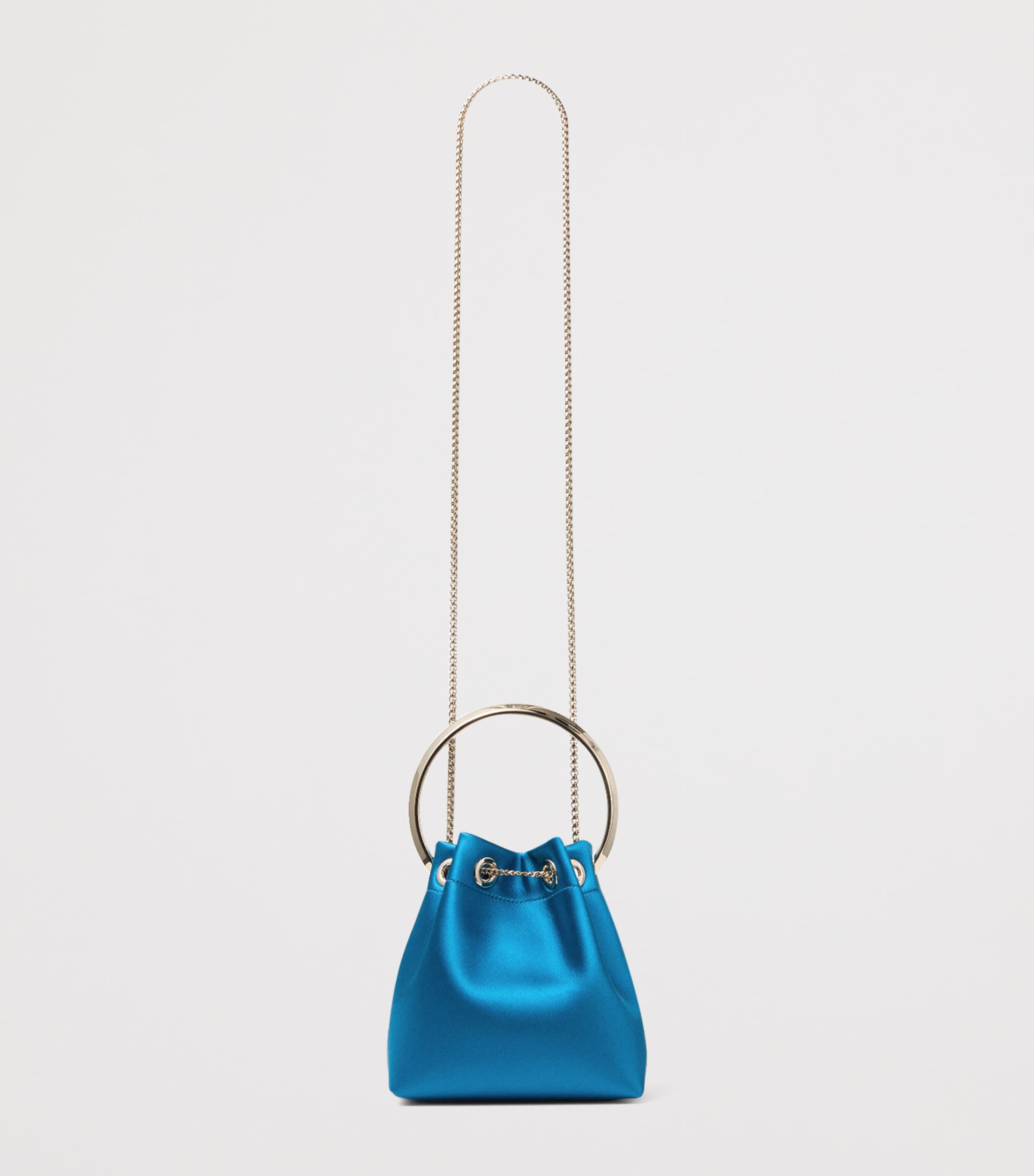 Jimmy Choo Satin Bon Bon Top-Handle Bag Lagoon/light Gold Image 3