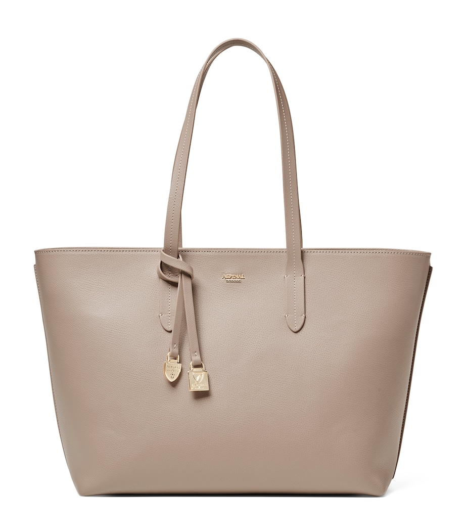 Leather East West Tote Bag TAUPE Image 1