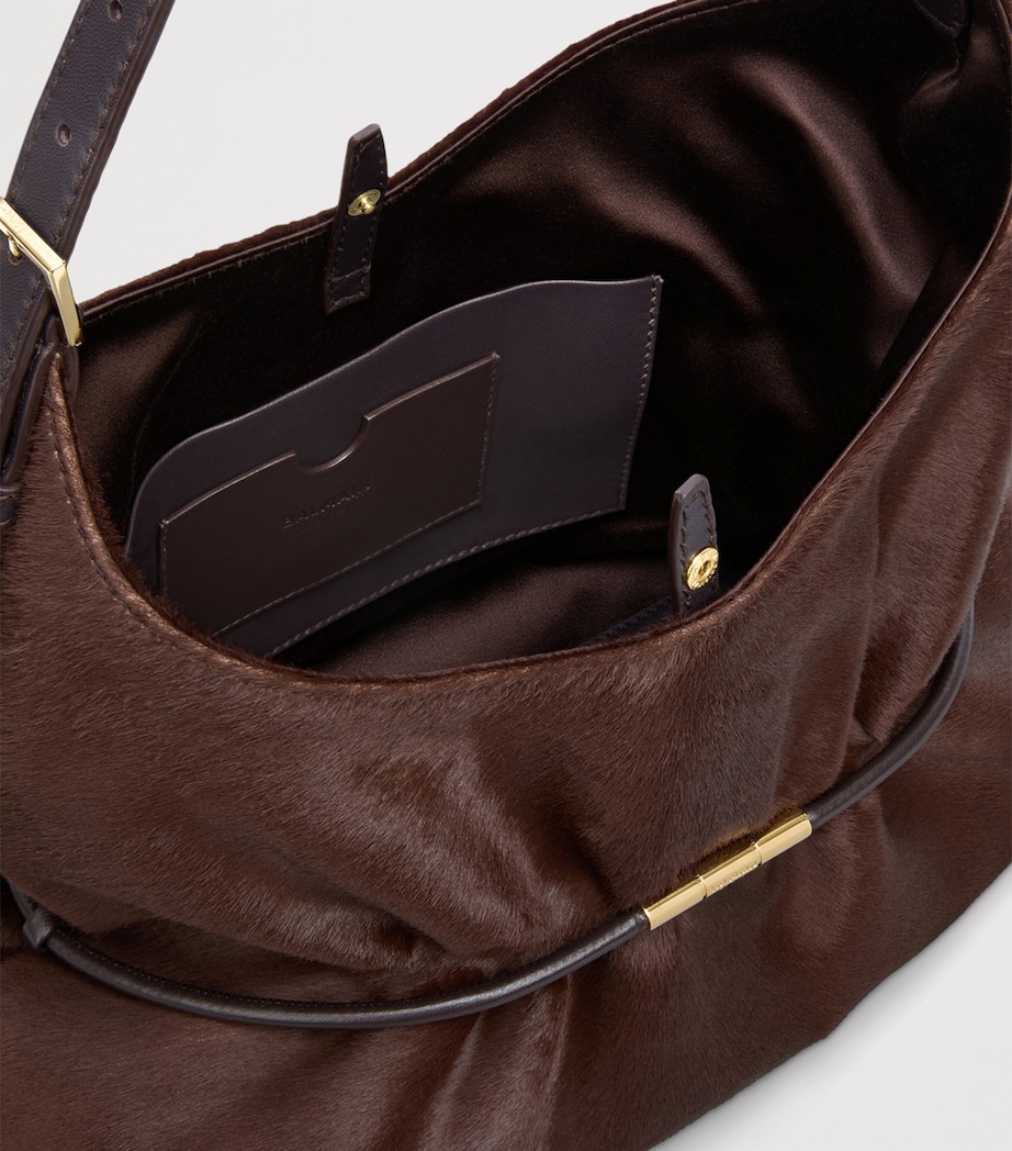 Balmain Medium Pony Hair Sphynx Shoulder Bag Marron Fonce Image 8