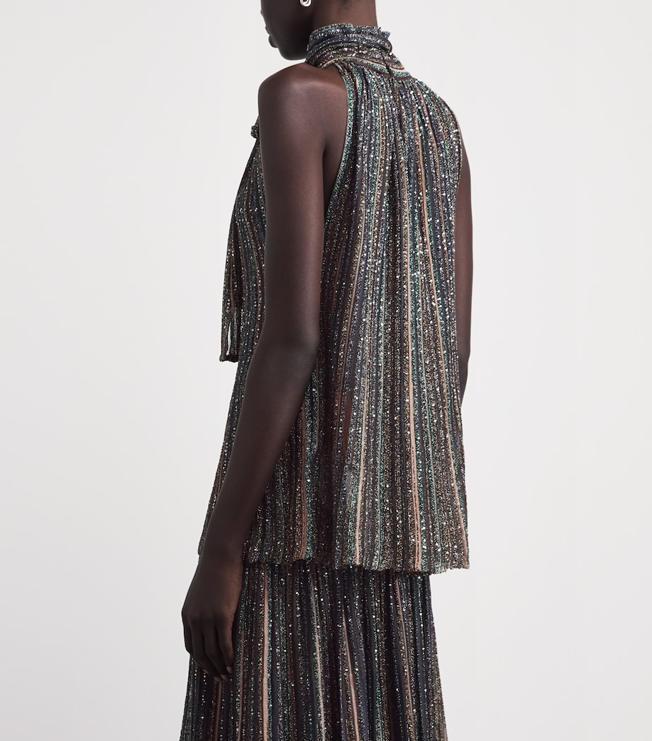 Missoni Womens Sequin-Embellished Halterneck Top Drk Brown Tone Image 5