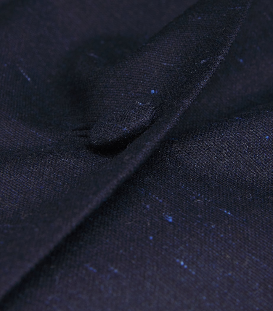Wool-Silk-Cashmere Round-Neck Midi Dress DRK NAVY W LGHT BLUE Image 5