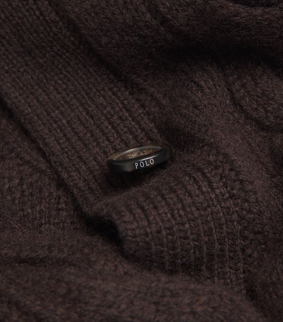 Wool-Cashmere Cable-Knit Cardigan WALNUT BROWN MELANGE Image 5