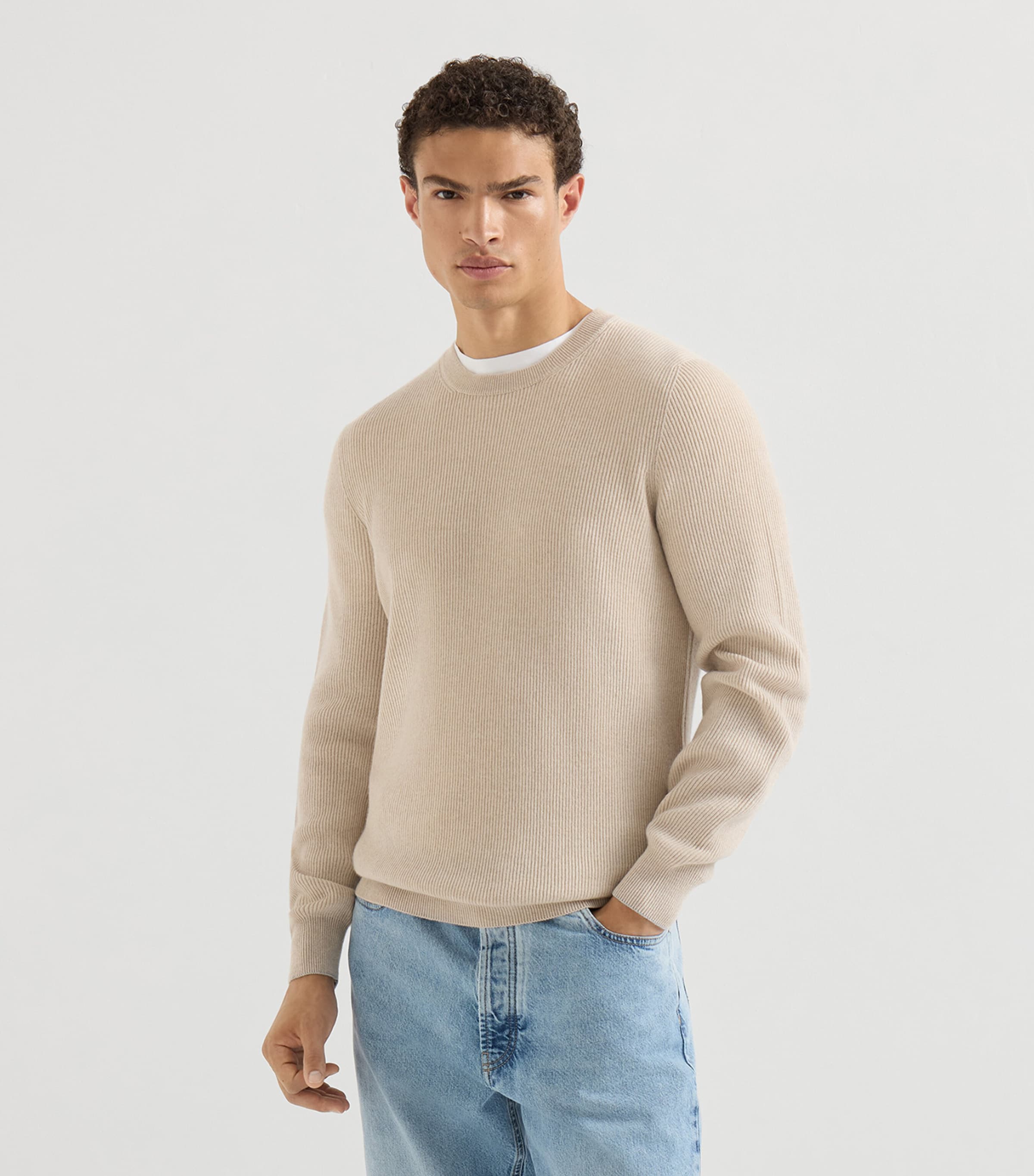 Brunello Cucinelli Mens Cashmere English Rib Sweater Image 3
