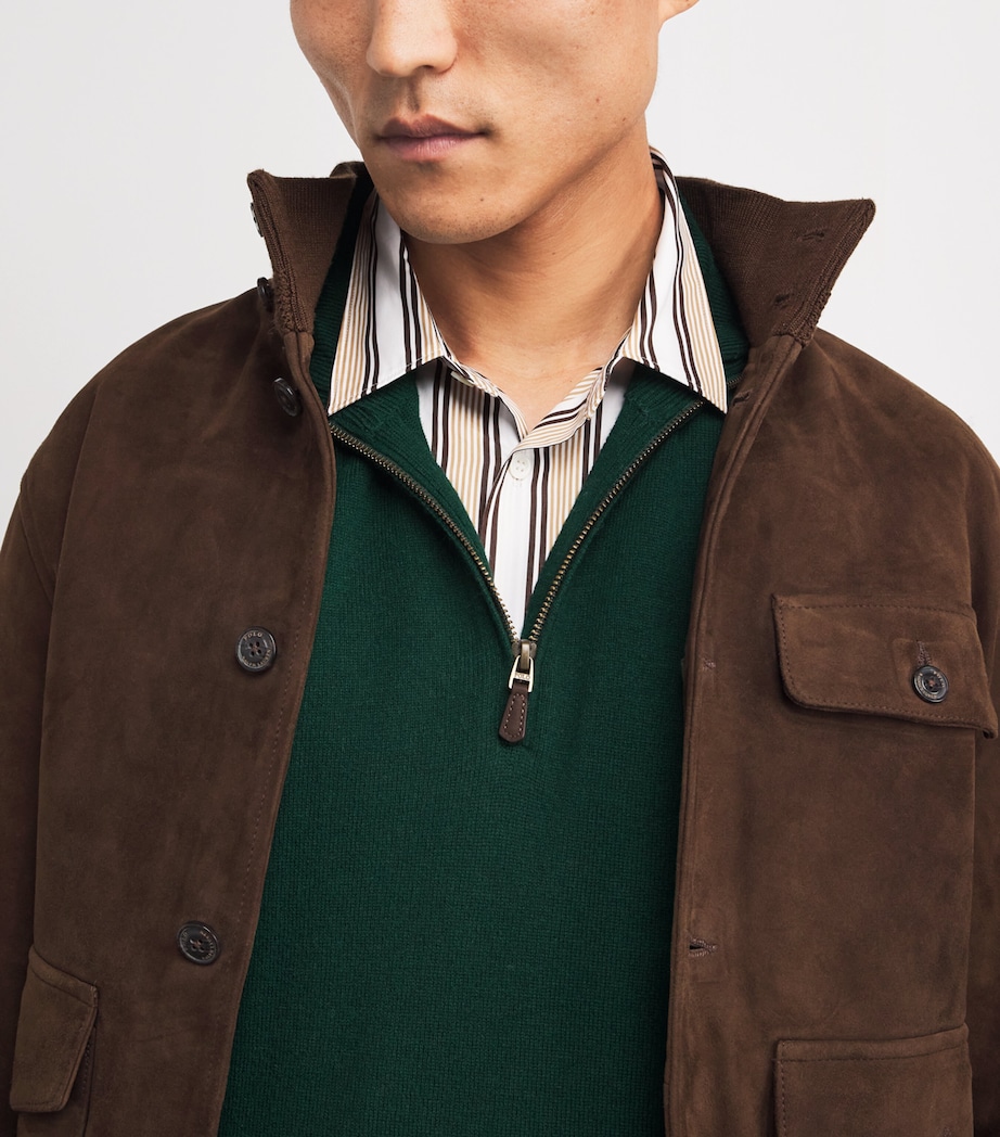 Wool Quarter-Zip Sweater GREEN Image 6