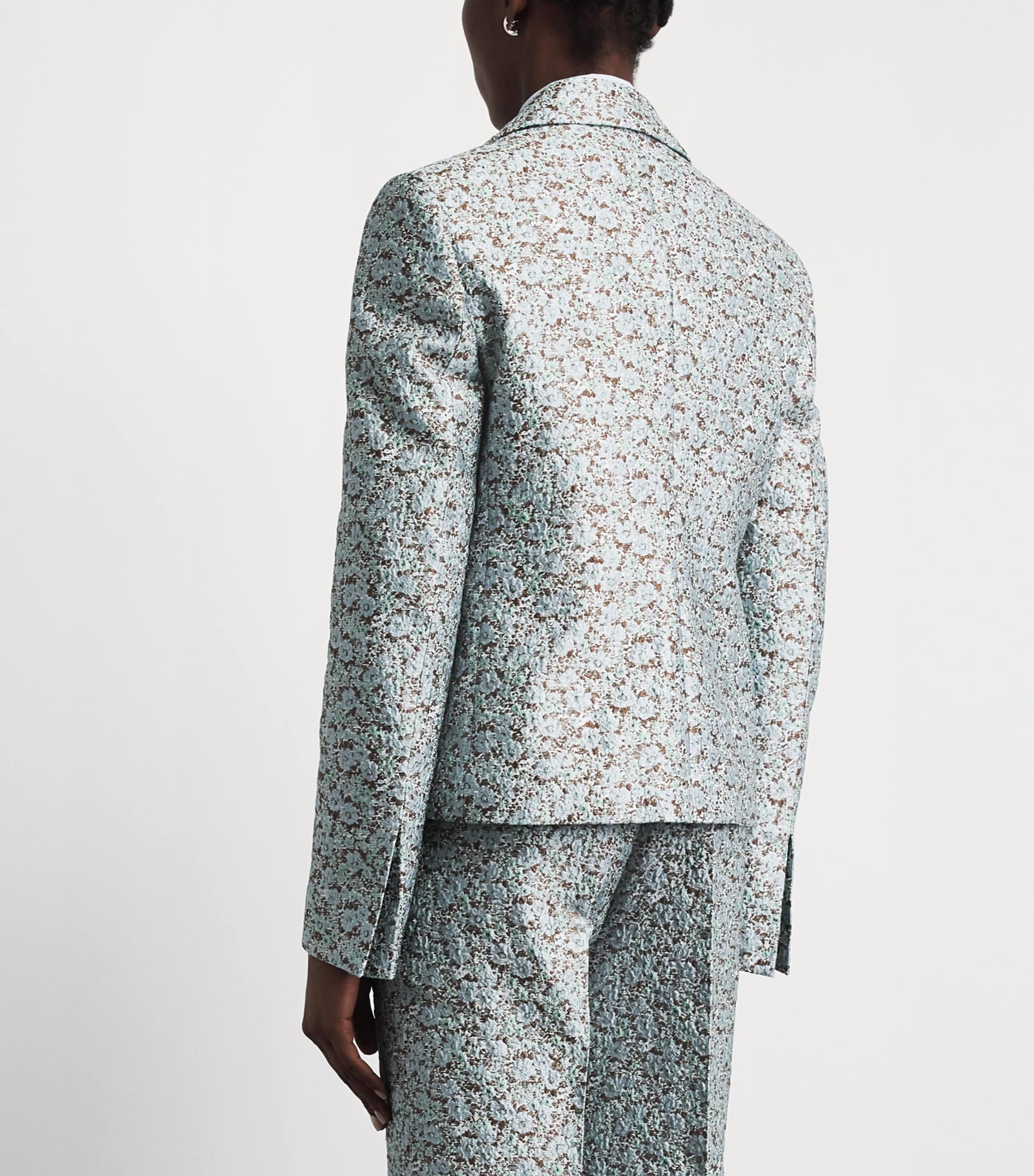 Tory Burch Womens Jacquard Blazer Blue Floral Image 5